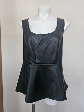 Torrid Sleeveless Black Faux Leather Peplum Top